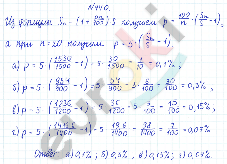 ГДЗ по математике 6 класс Дорофеев, Петерсон еуроки Часть 1, 2, 3 ответы Часть 1. Задание: 440