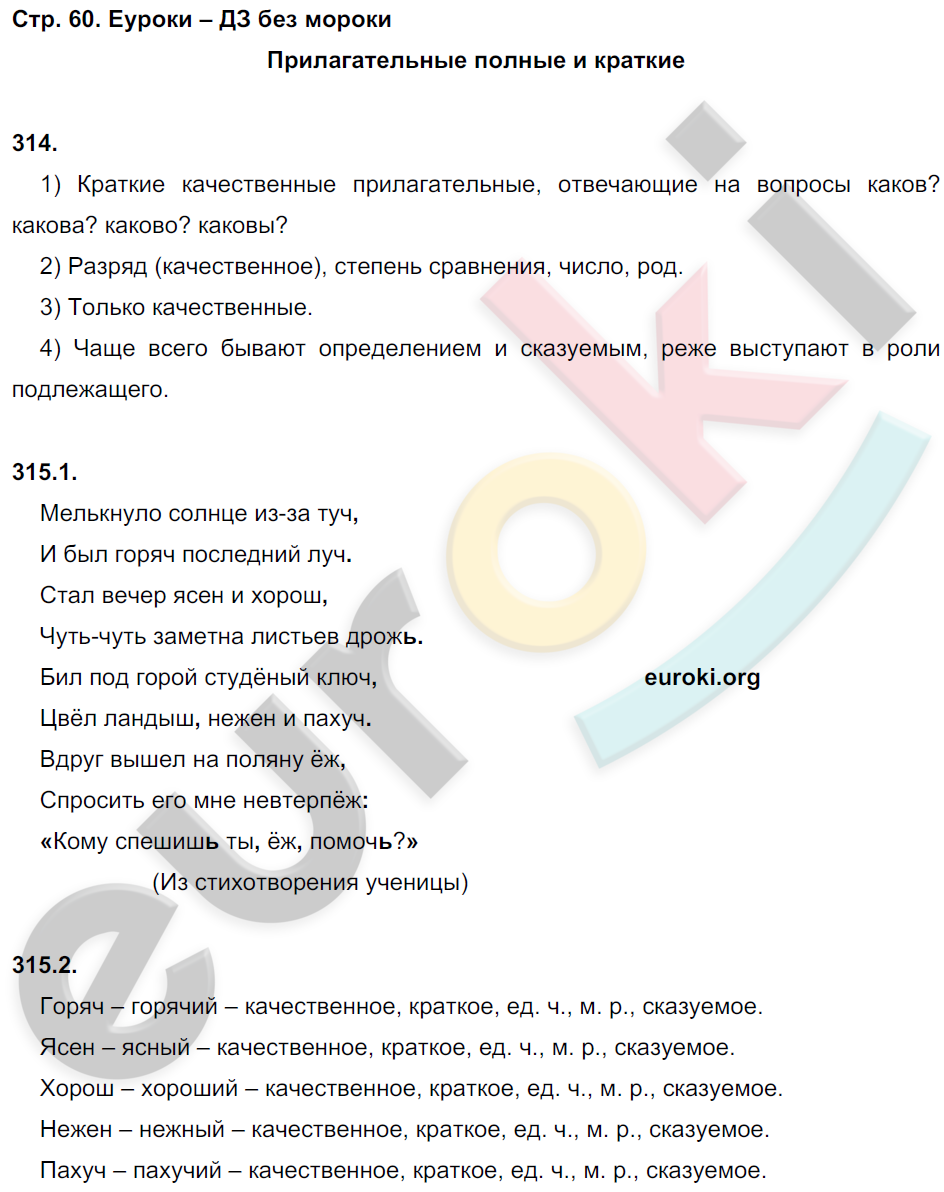 ГДЗ Русский Львов 5 класс Рабочая тетрадь Номер стр. 60