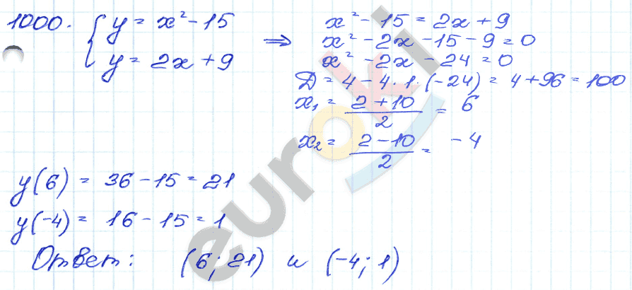 ГДЗ Номер 1000 Алгебра 9 класс Кузнецова Тематический список заданий, Приложение | Учебник