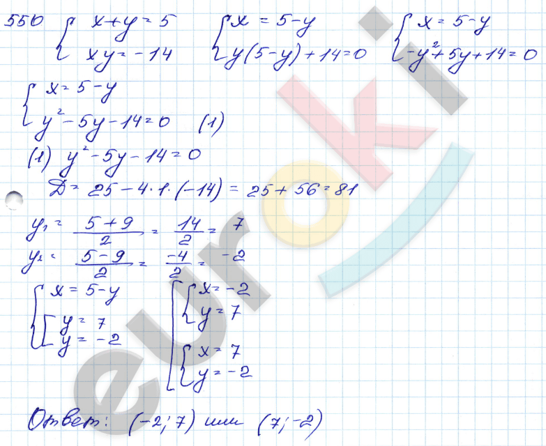 ГДЗ Номер 550 Алгебра 9 класс Кузнецова Тематический список заданий, Приложение | Учебник