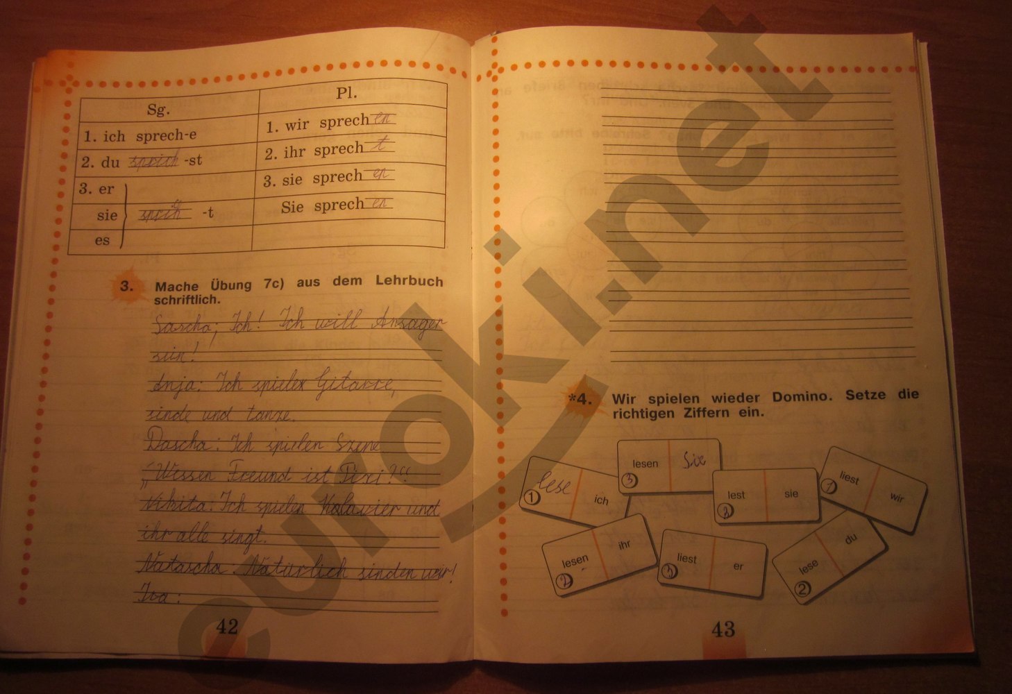 ГДЗ Номер стр. 42-43 Немецкий 2 класс Бим И.Л. Рабочая тетрадь