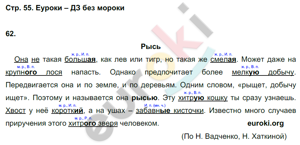ГДЗ Русский Рамзаева 4 класс Рабочая тетрадь Номер стр. 55
