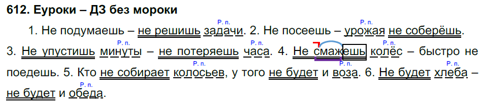 Русский язык вторая часть упражнение 612