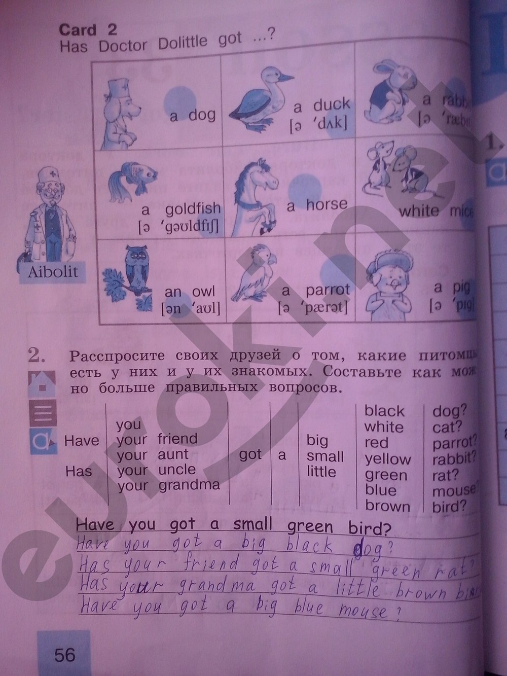 Английский язык 2 класс рабочая тетрадь стр 56