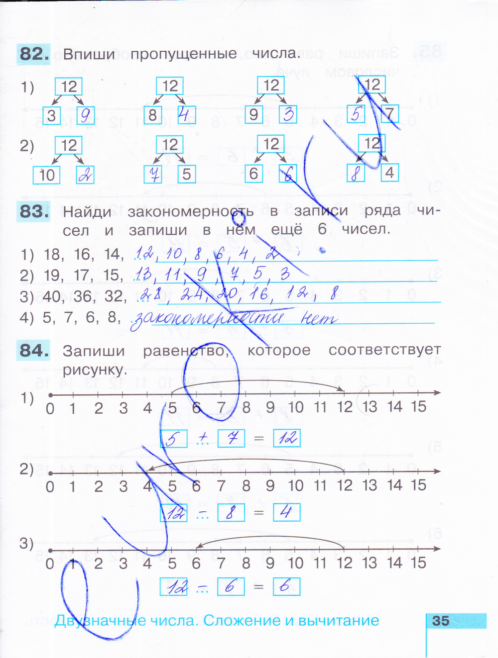 Математика 1 класс страница 35 ответы