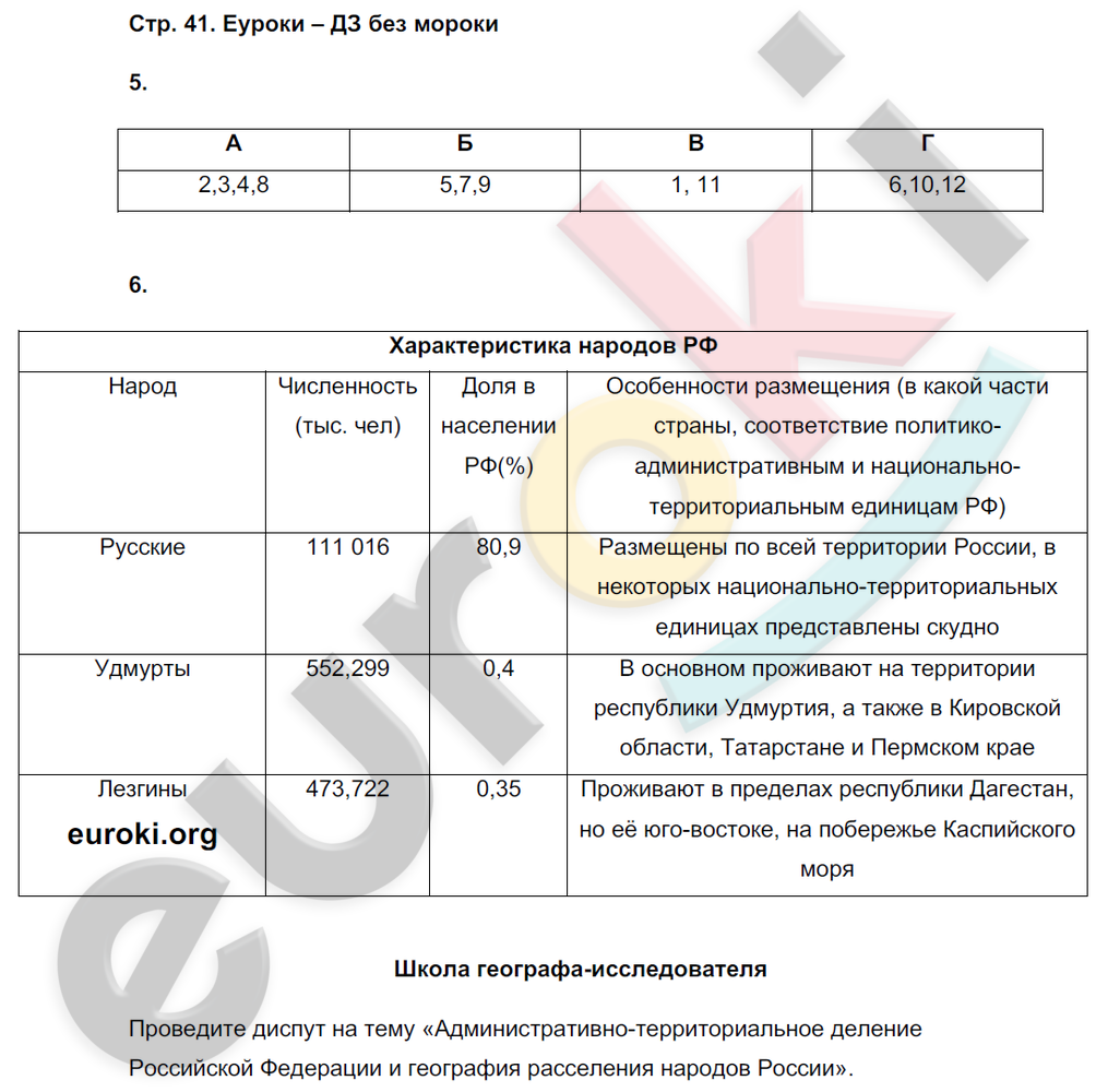 ГДЗ Номер стр. 18 География 8 класс Пятунин Рабочая тетрадь