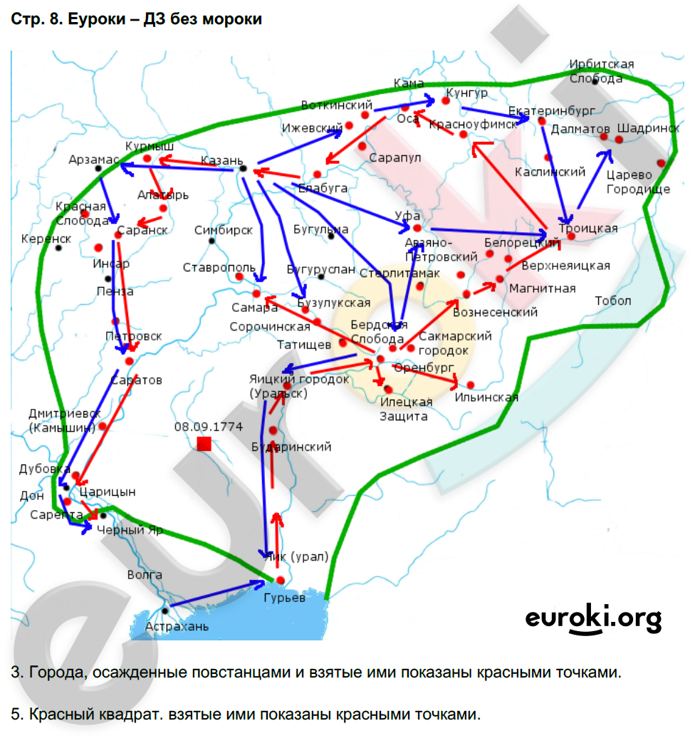 Гдз история россии контурная карта 8 класс 8 стр